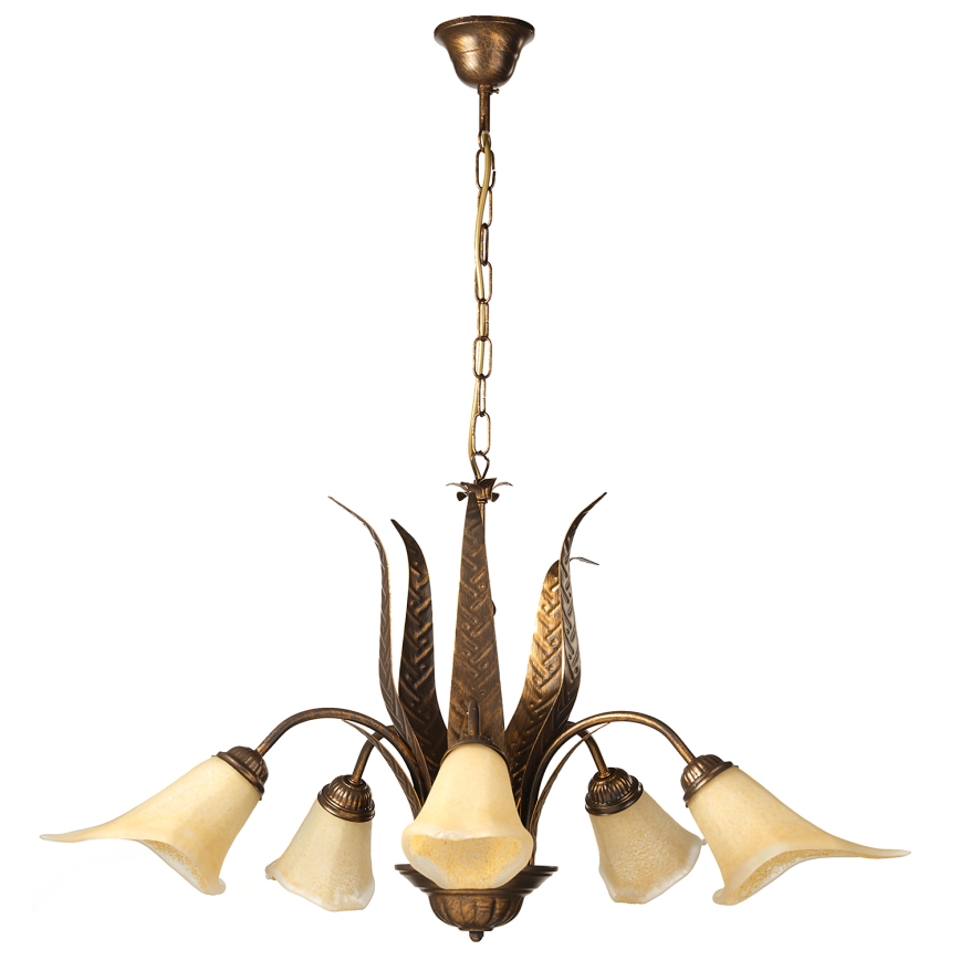 ONLI - Lampadario a sospensione con catena ALGA 5xE14/6W/230V bronzo