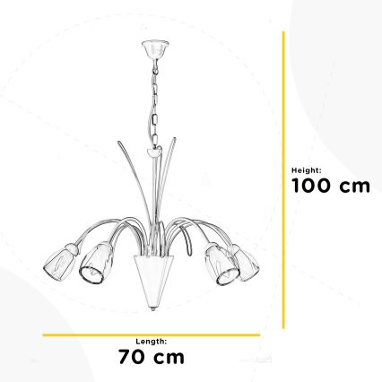 ONLI - Lampadario a sospensione con catena ANTEA 5xE14/6W/230V