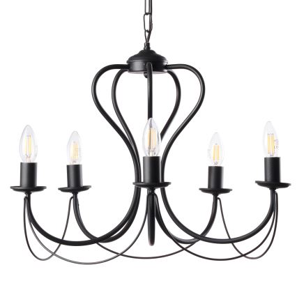 ONLI - Lampadario a sospensione con catena CANDELA 5xE14/6W/230V nero
