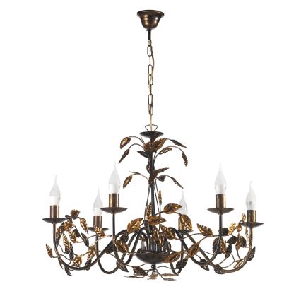 ONLI - Lampadario a sospensione con catena COLLANA 6xE14/6W/230V bronzo/oro