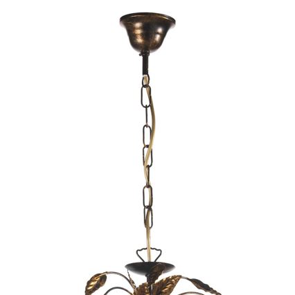 ONLI - Lampadario a sospensione con catena COLLANA 6xE14/6W/230V bronzo/oro