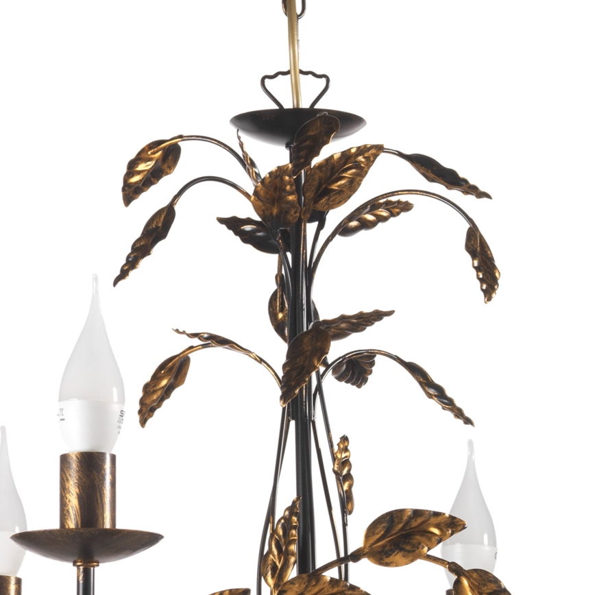 ONLI - Lampadario a sospensione con catena COLLANA 6xE14/6W/230V bronzo/oro