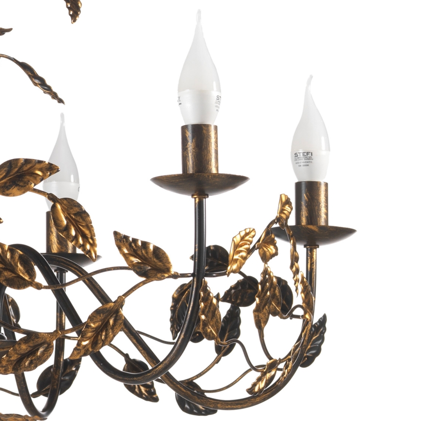 ONLI - Lampadario a sospensione con catena COLLANA 6xE14/6W/230V bronzo/oro
