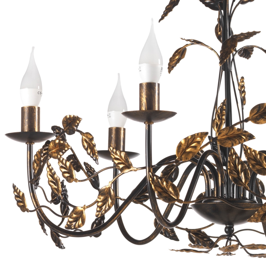 ONLI - Lampadario a sospensione con catena COLLANA 6xE14/6W/230V bronzo/oro