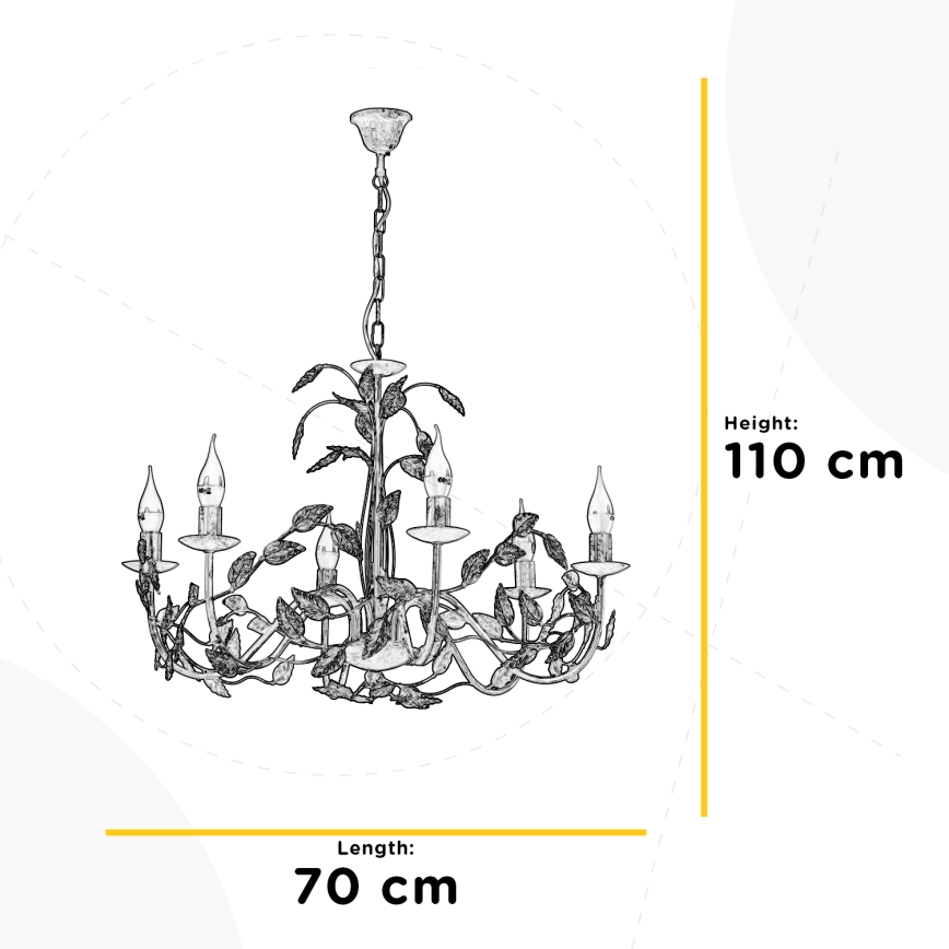 ONLI - Lampadario a sospensione con catena COLLANA 6xE14/6W/230V bronzo/oro