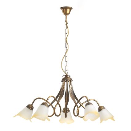ONLI - Lampadario a sospensione con catena DOPPIO GIRO 5xE14/6W/230V bronzo