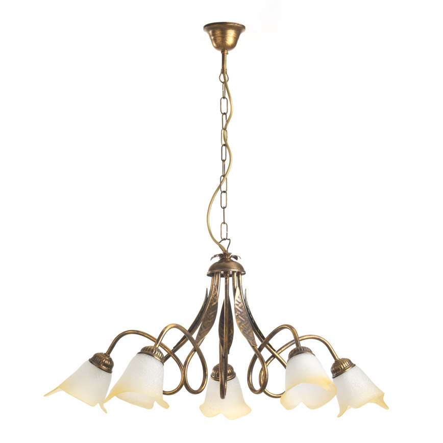 ONLI - Lampadario a sospensione con catena DOPPIO GIRO 5xE14/6W/230V bronzo