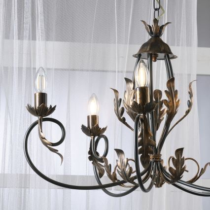 ONLI - Lampadario a sospensione con catena GRETEL 5xE14/6W/230V