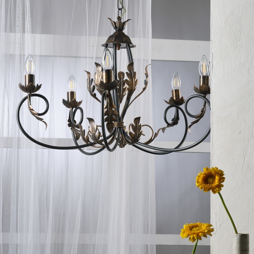 ONLI - Lampadario a sospensione con catena GRETEL 5xE14/6W/230V
