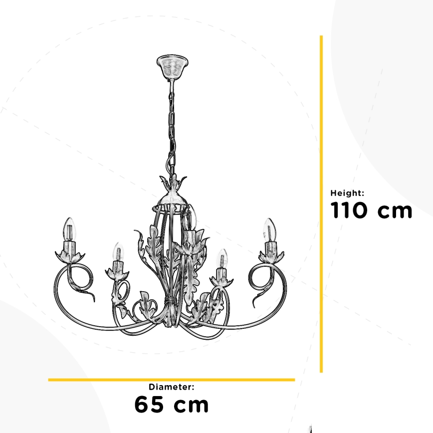 ONLI - Lampadario a sospensione con catena GRETEL 5xE14/6W/230V