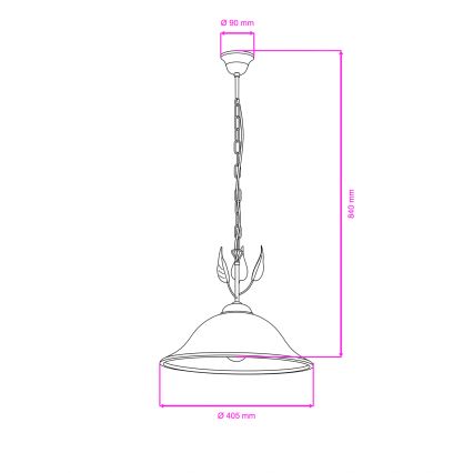 ONLI - Lampadario a sospensione con catena MIRA 1xE27/22W/230V diametro 40 cm