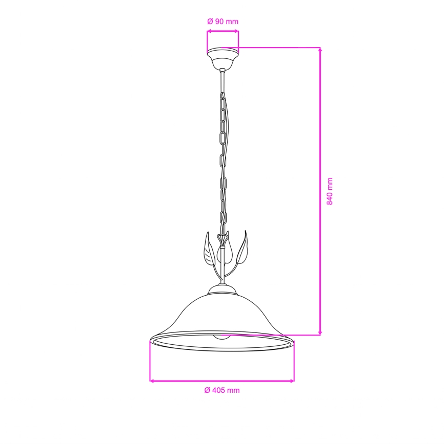 ONLI - Lampadario a sospensione con catena MIRA 1xE27/22W/230V diametro 40 cm