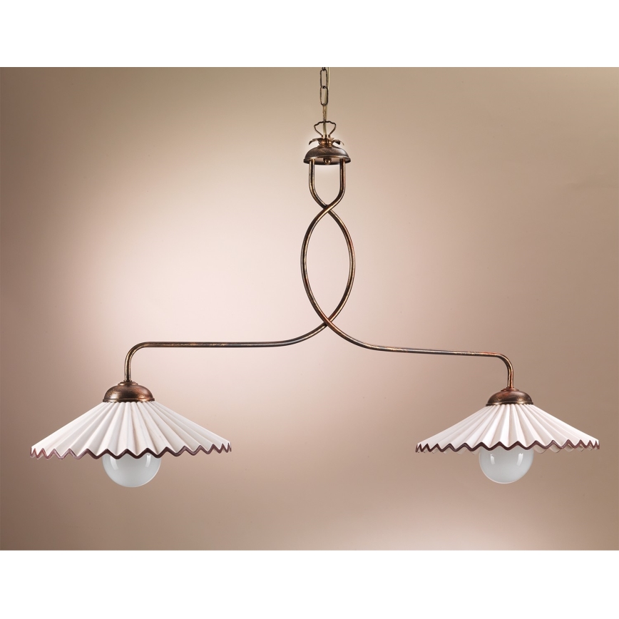 ONLI - Lampadario a sospensione con catena ROSINA 2xE27/22W/230V bronzo