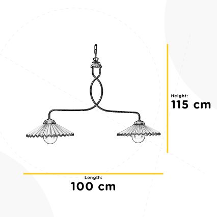 ONLI - Lampadario a sospensione con catena ROSINA 2xE27/22W/230V bronzo