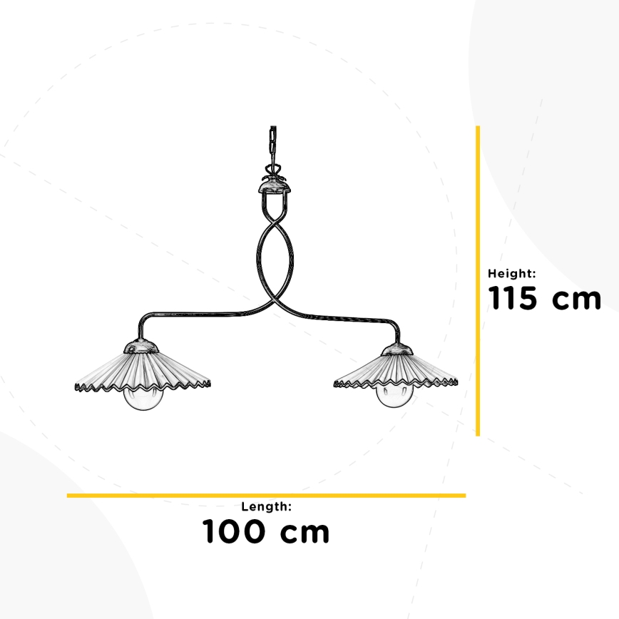 ONLI - Lampadario a sospensione con catena ROSINA 2xE27/22W/230V bronzo