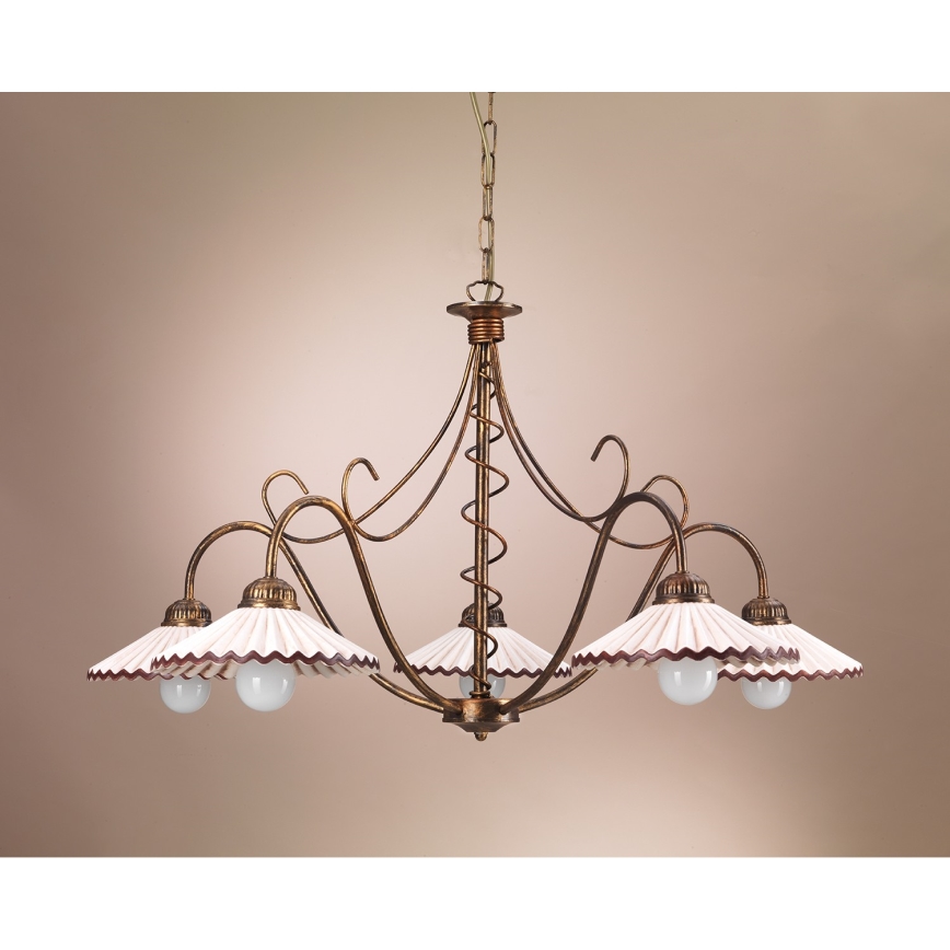 ONLI - Lampadario a sospensione con catena ROSINA 5xE14/6W/230V