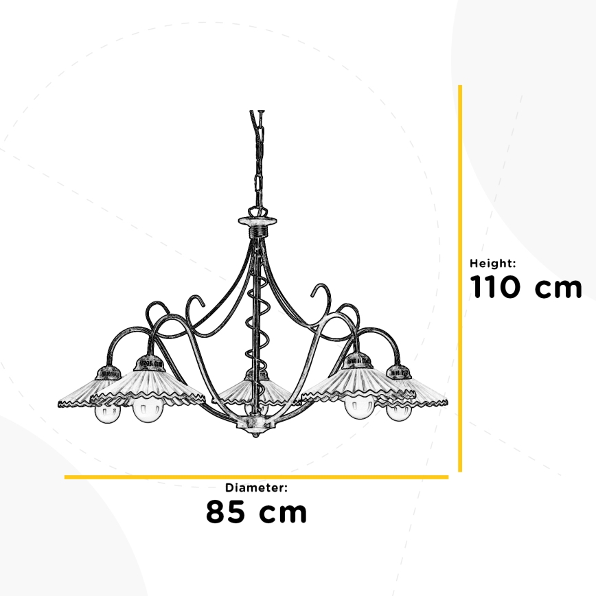 ONLI - Lampadario a sospensione con catena ROSINA 5xE14/6W/230V