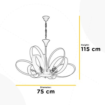 ONLI - Lampadario a sospensione con catena SERENA 6xE14/6W/230V bianco
