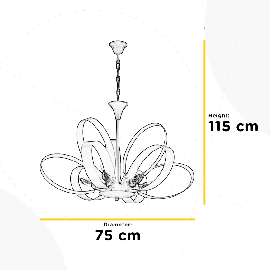 ONLI - Lampadario a sospensione con catena SERENA 6xE14/6W/230V bianco