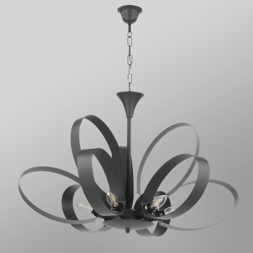 ONLI - Lampadario a sospensione con catena SERENA 9xE14/6W/230V nero
