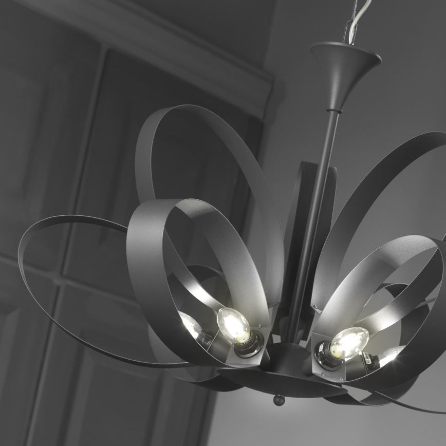 ONLI - Lampadario a sospensione con catena SERENA 9xE14/6W/230V nero
