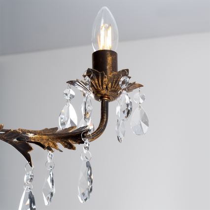 ONLI - Lampadario a sospensione con catena TERESA 3xE14/6W/230V bronzo