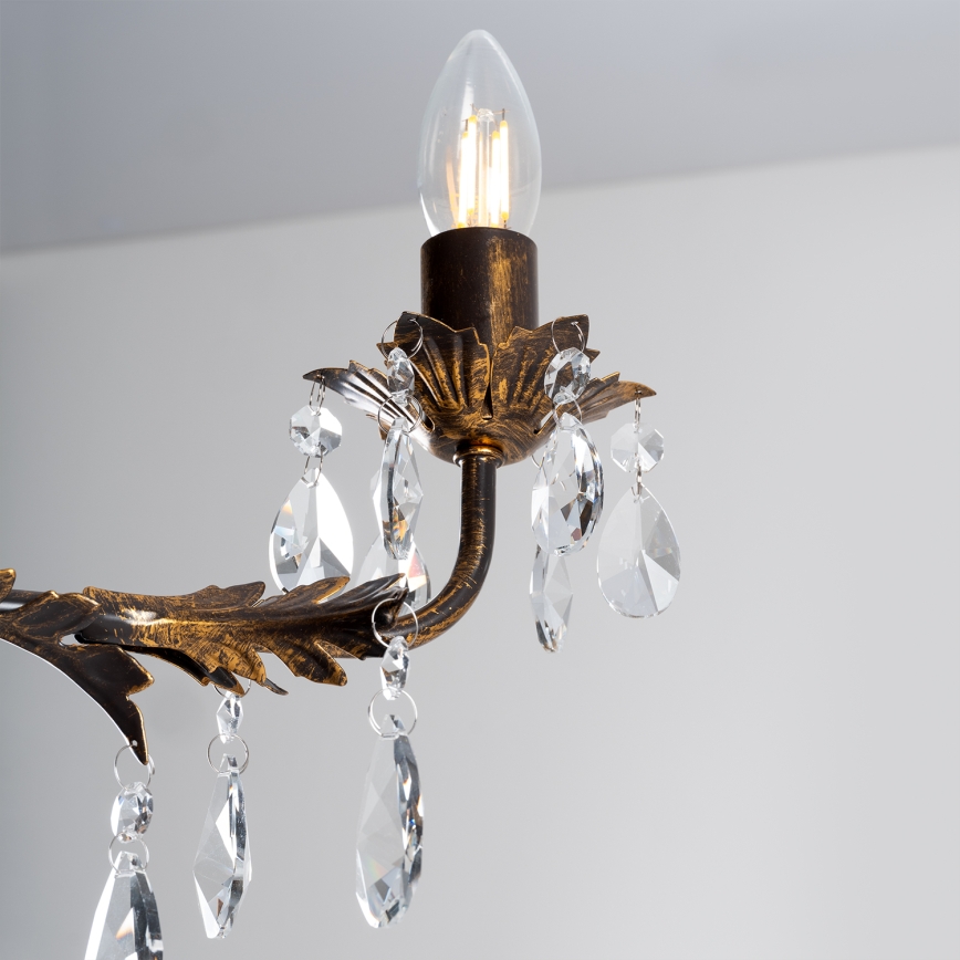 ONLI - Lampadario a sospensione con catena TERESA 5xE14/6W/230V bronzo