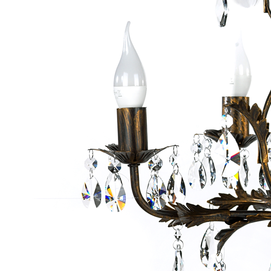 ONLI - Lampadario a sospensione con catena TERESA 5xE14/6W/230V bronzo