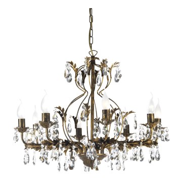 ONLI - Lampadario a sospensione con catena TERESA 8xE14/6W/230V bronzo