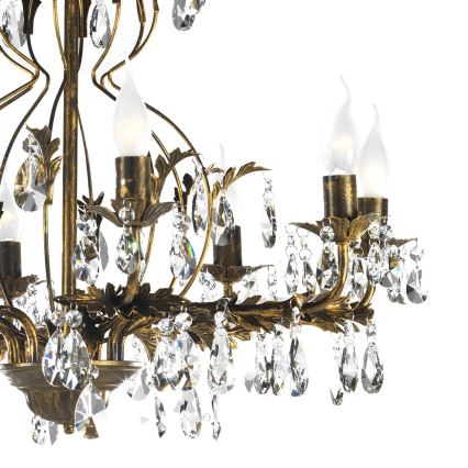 ONLI - Lampadario a sospensione con catena TERESA 8xE14/6W/230V bronzo