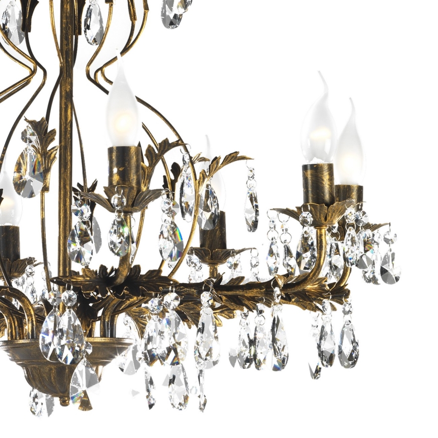 ONLI - Lampadario a sospensione con catena TERESA 8xE14/6W/230V bronzo