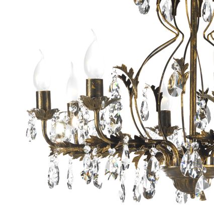 ONLI - Lampadario a sospensione con catena TERESA 8xE14/6W/230V bronzo