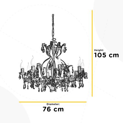 ONLI - Lampadario a sospensione con catena TERESA 8xE14/6W/230V bronzo