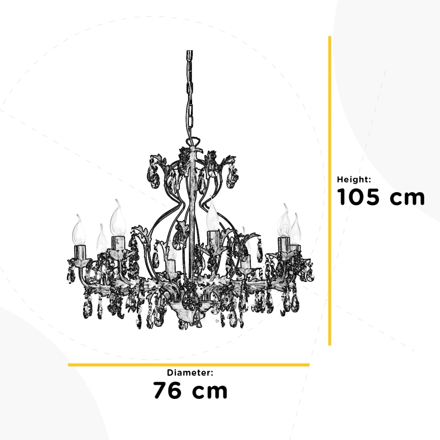 ONLI - Lampadario a sospensione con catena TERESA 8xE14/6W/230V bronzo