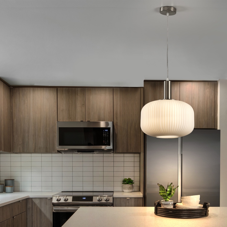 ONLI - Lampadario a sospensione con cavo DOROTY 1xE27/15W/230V bianco/cromo lucido