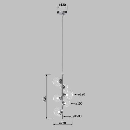 ONLI - Lampadario a sospensione con cavo KIMBERLY 6xG9/6W/230V cromo lucido