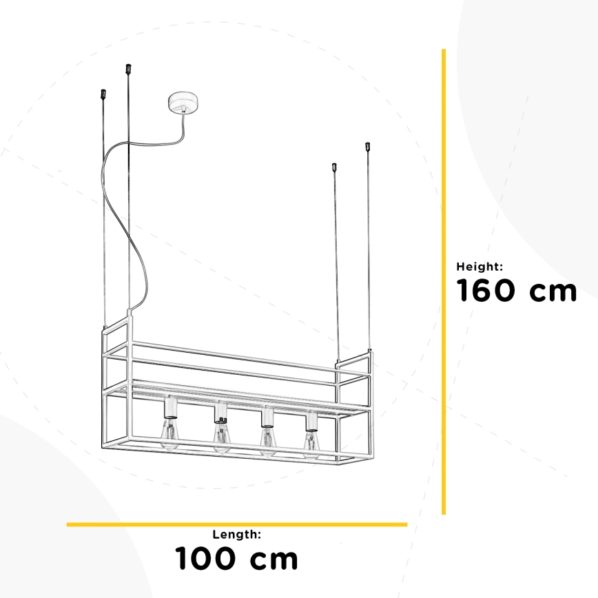 ONLI - Lampadario a sospensione con filo con mensola JEFFER 4xE27/22W/230V bianco