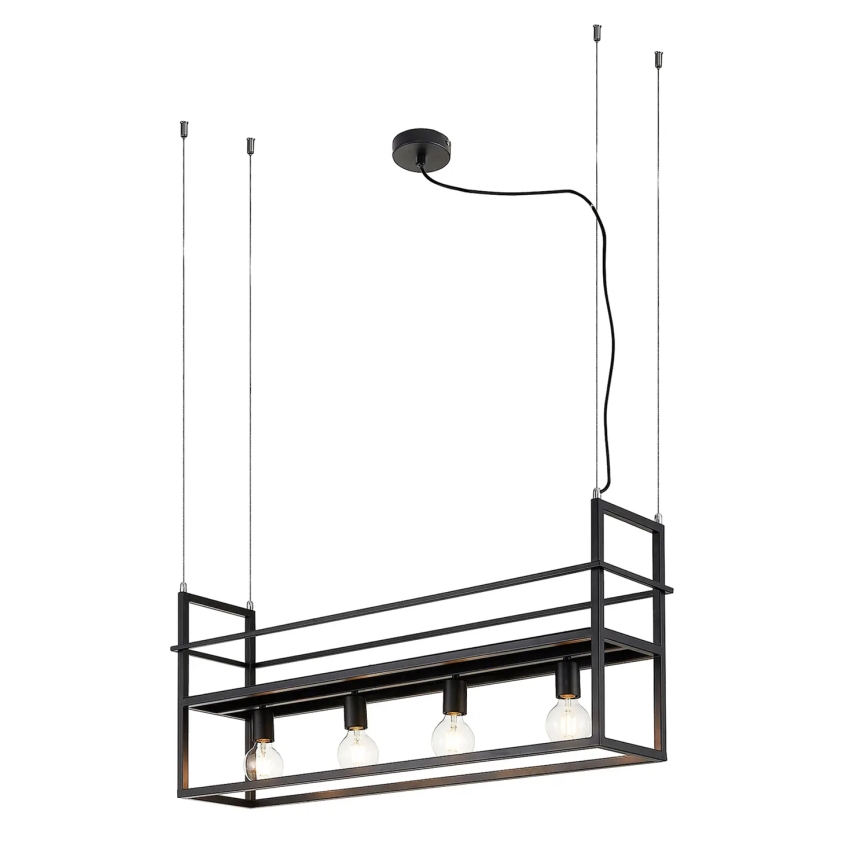 ONLI - Lampadario a sospensione con filo con mensola JEFFER 4xE27/22W/230V nero