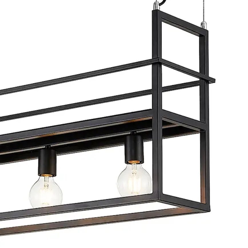ONLI - Lampadario a sospensione con filo con mensola JEFFER 4xE27/22W/230V nero