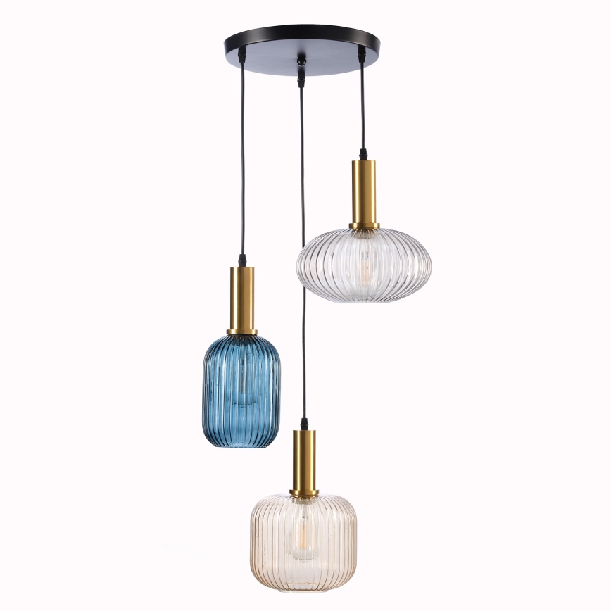 ONLI - Lampadario a sospensione con filo DOROTY 1xE27/22W/230V blu/oro