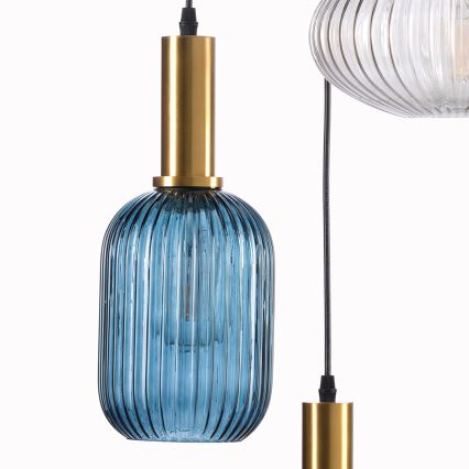 ONLI - Lampadario a sospensione con filo DOROTY 1xE27/22W/230V blu/oro