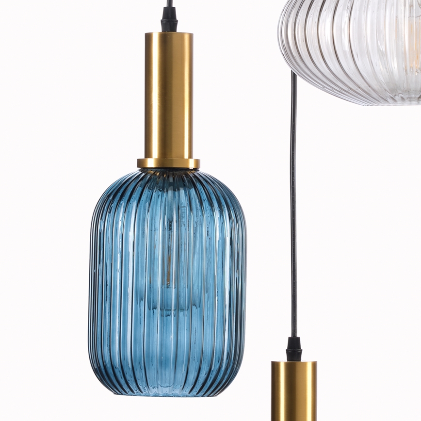 ONLI - Lampadario a sospensione con filo DOROTY 1xE27/22W/230V blu/oro