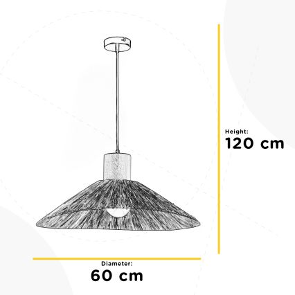 ONLI - Lampadario a sospensione con filo RAFIA 1xE27/22W/230V