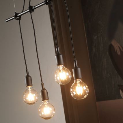 ONLI - Lampadario a sospensione con filo WIRE 4xE27/15W/230V nero