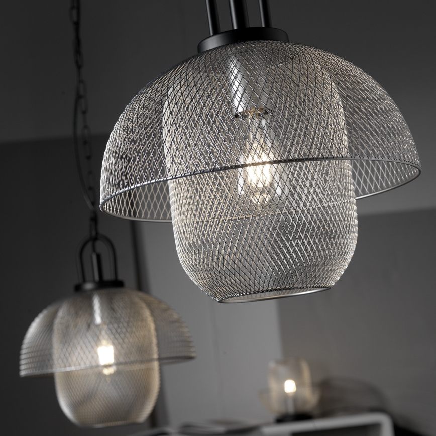 ONLI - Lampadario a sospensione con filo ZAIR 1xE27/22W/230V nero/argento