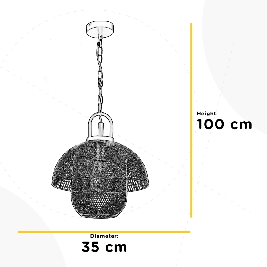 ONLI - Lampadario a sospensione con filo ZAIR 1xE27/22W/230V nero/argento