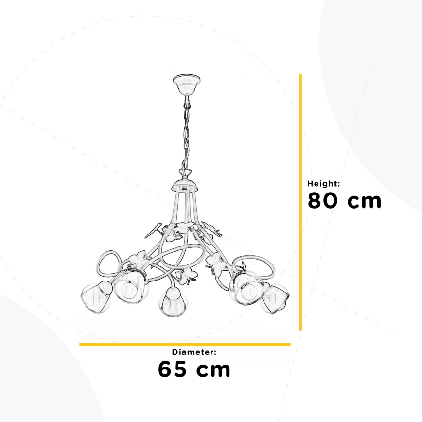 ONLI - Lampadario per bambini BUTTERFLY 5xE14/6W/230V