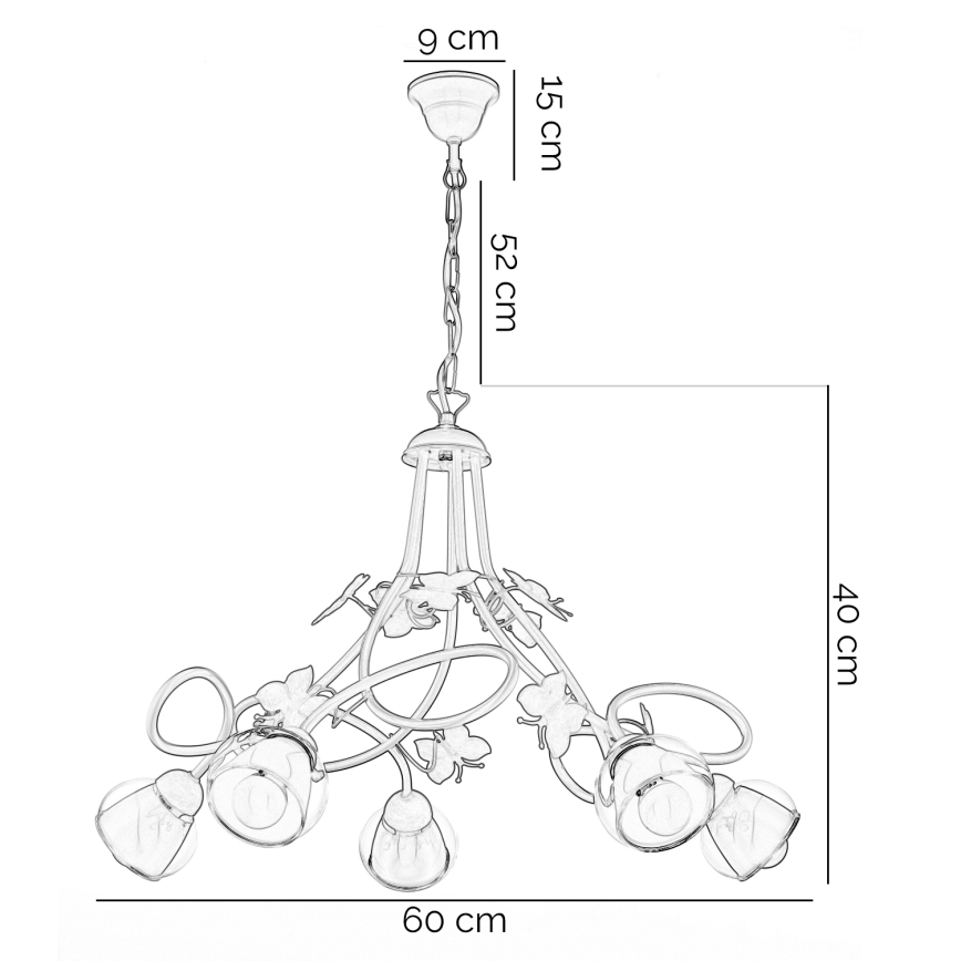 ONLI - Lampadario per bambini BUTTERFLY 5xE14/6W/230V
