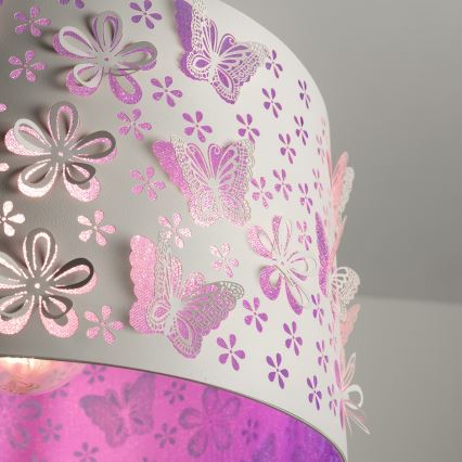 ONLI - Lampadario per bambini TITILLA 1xE27/22W/230V viola/bianco