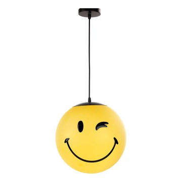 ONLI - Lampadario per cameretta a sospensione SMILEY 1xE27/15W/230V giallo
